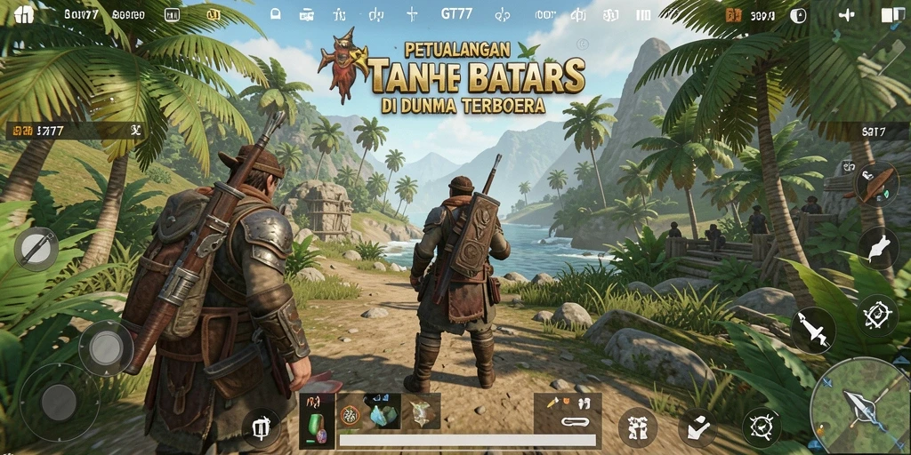 Tangkapan layar gameplay GT777 yang menunjukkan eksplorasi dunia terbuka.