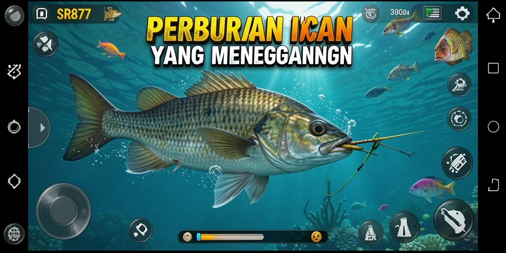 Gameplay SR877 yang menampilkan aksi memancing yang mendebarkan.