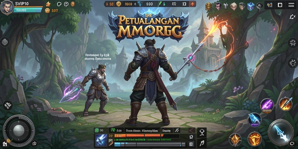 Screenshot gameplay SVIP10 yang menunjukkan pertempuran epik dalam dunia MMORPG.